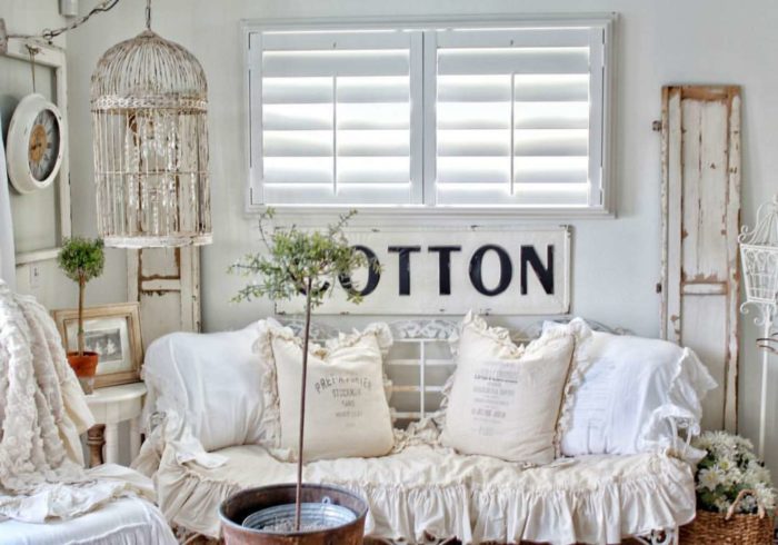 Plantation shutters in a living room